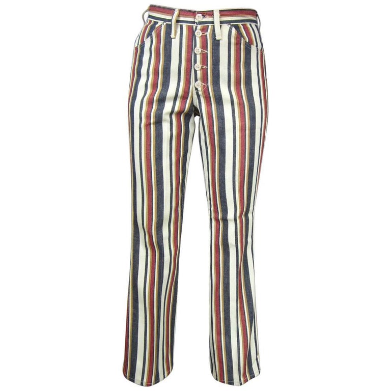1960s Wrangler Vintage New Hippie Striped button front Jeans For Sale ...