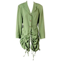 Jean Paul Gaultier Coat with Vertical Drawstrings to Tier and Scallop Hem
