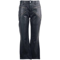 Alexander Wang Women's Black Leather Cropped Bikers Trousers 