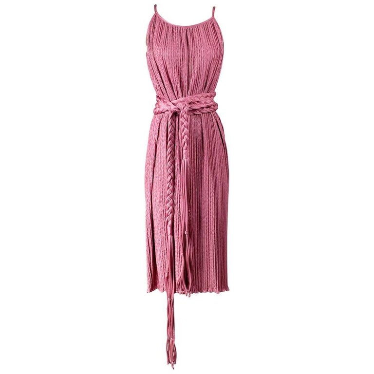 Mary McFadden Dress with Rope Belt, circa 1970s For Sale at 1stdibs