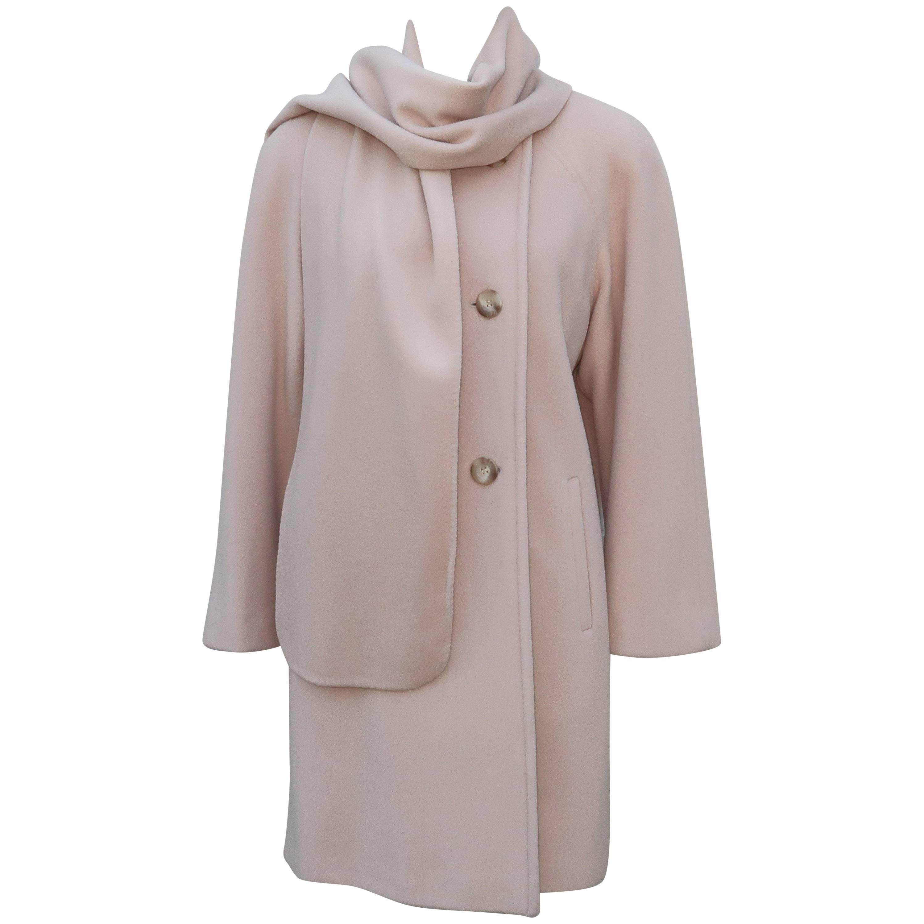 Saks Fifth Avenue Cashmere Car Coat Jacket With Built In Scarf, 1980s ...