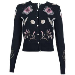 Alexander McQueen Womens Black Wool Blend Butterfly Cardigan