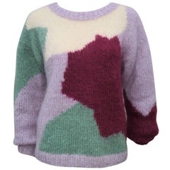 Mohair Color Block Boyfriend Style Sweater, 1980s 