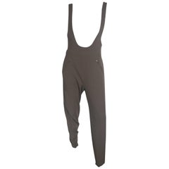 Thierry Mugler taupe knit overalls with stirrups 