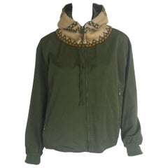Vintage Bogner army green knit hood jacket 