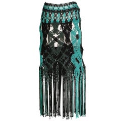 Proenza Schouler Crochet Knit Skirt with Fringe