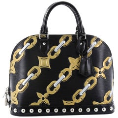 Louis Vuitton Alma Handbag Limited Edition Chain Flower Print Epi Leather PM