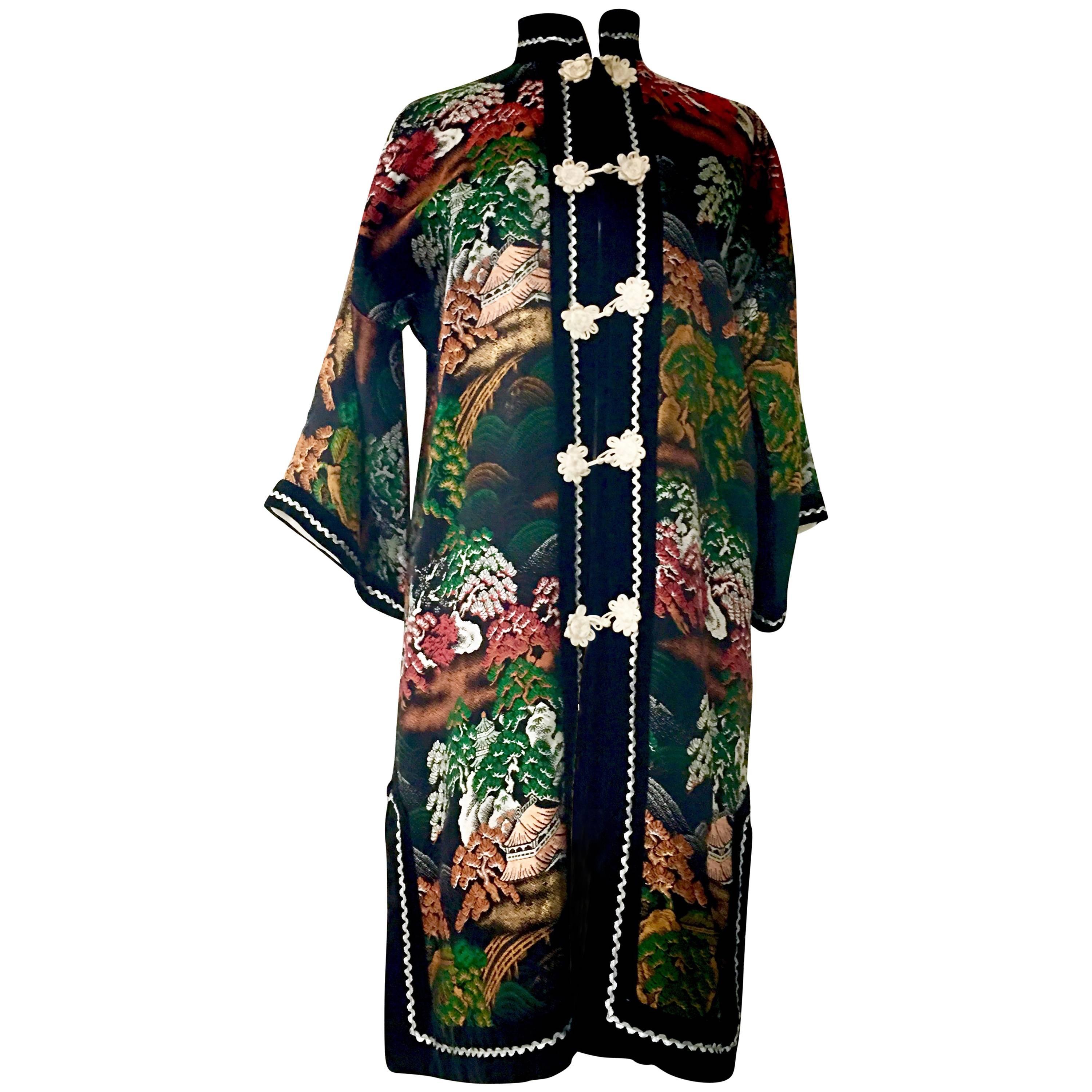 20th Century Silk & Velvet Emboridered Kimono Dinner Jacket-Hong Kong