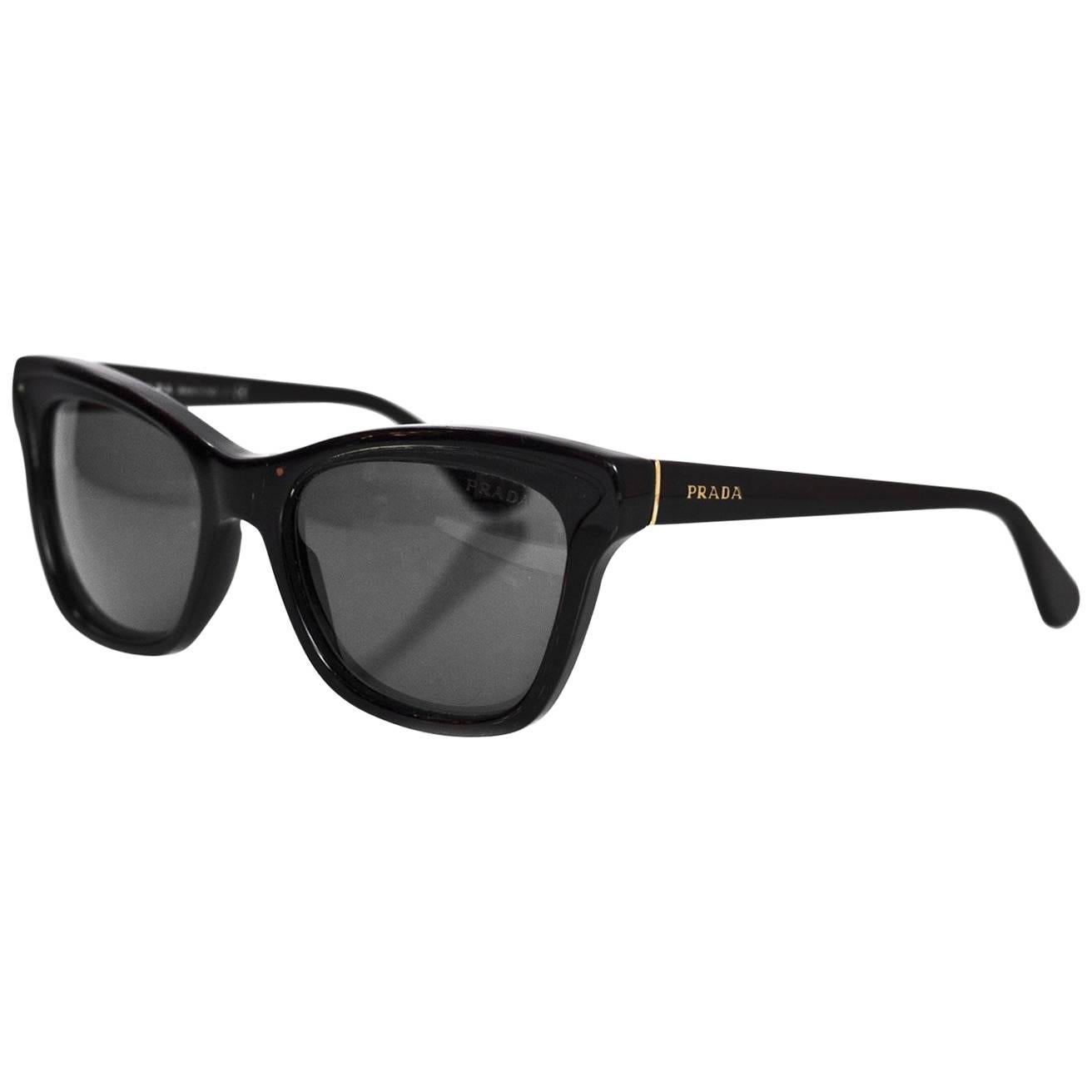 Prada Black Resin Sunglasses with Box and Case