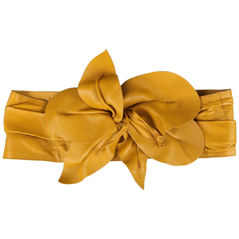 MARC JACOBS Mustard Yellow Leather Oversized Flower Hip Belt at 1stDibs
