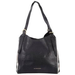 Burberry Canterbury Tote Leather and House Check Canvas Small