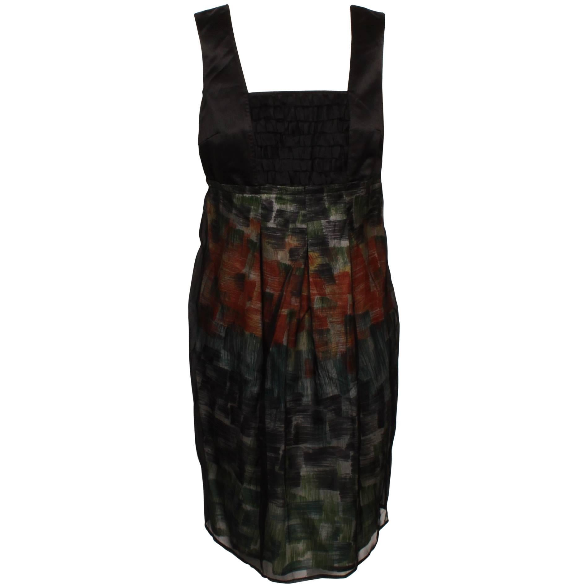 Alexander McQueen Paint Stroke Empire Line Dress With Ruffled Bodice For Sale