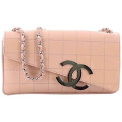 Chanel Square Stitch CC Flap Shoulder Bag Quilted Patent Medium