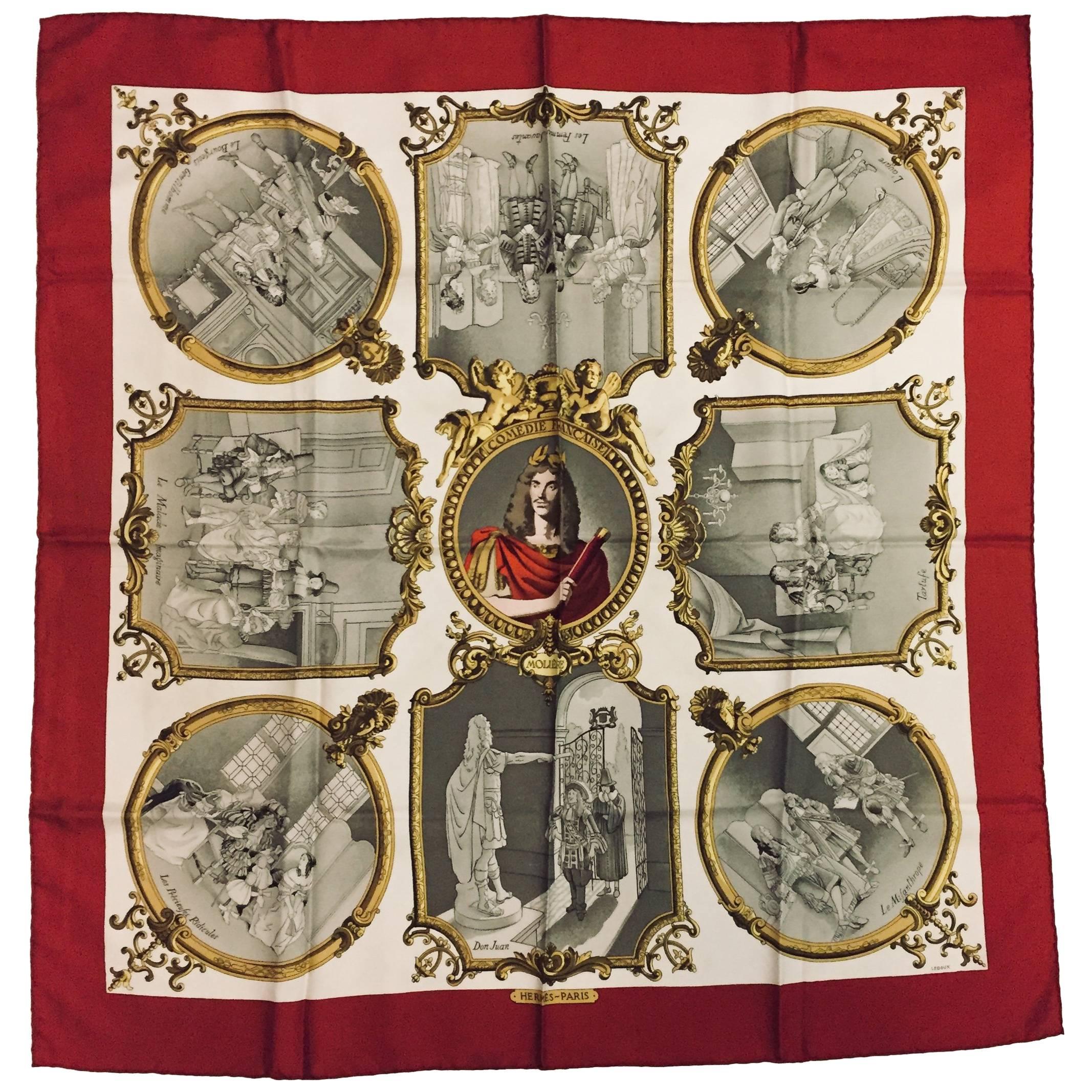 Hermès Comedie Francaise - Moliere Silk Twill Scarf by Phillippe Ledoux 