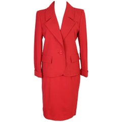NWT Yves Saint Laurent vintage red skirt suit 1980s women’s size 38 France wool