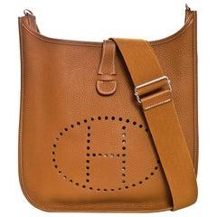 Hermes '11 Tan Gold Clemence Leather Evelyne III GM Bag with Box & DB