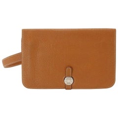 Used Hermes Cognac Leather Men's Women's Travel Carryall Fanny Pack Waist Belt Bag