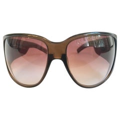 Gucci Brown and Gold "GG" Crystal Logo Sunglasses