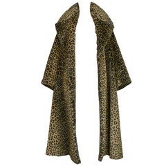 Retro Iconic Alaia Leopard Faux Fur Coat 1991 