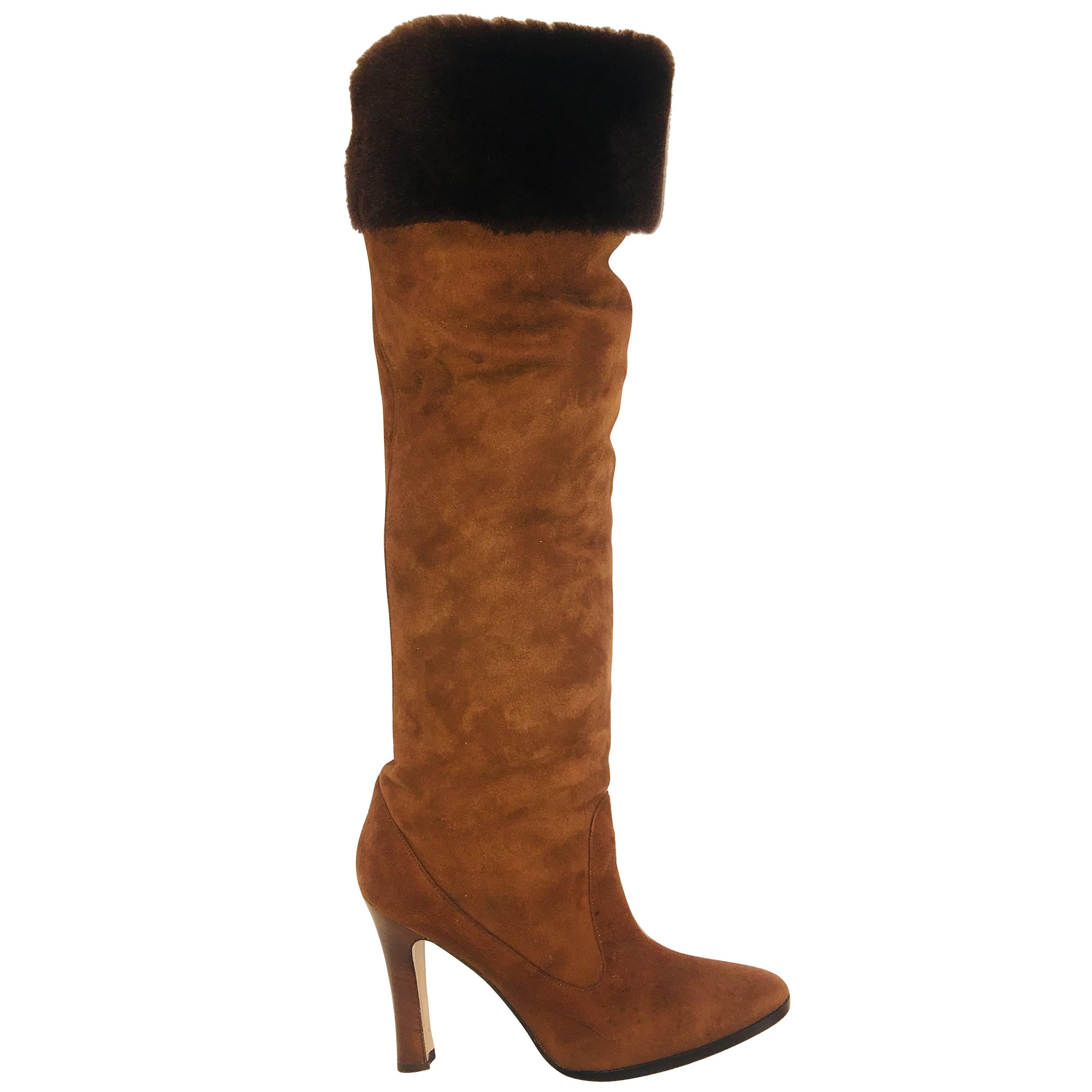 Manolo Blahnik Tall Boots with Fur