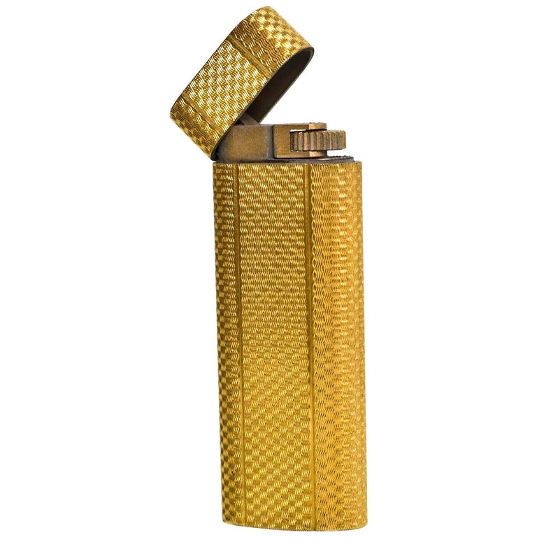 Cartier Vintage Yellow Gold Plated Lighter For Sale at 1stDibs