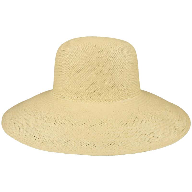 Vintage Beige Straw Wide Brim Sun Hat For Sale at 1stDibs