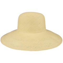 Vintage Beige Straw Wide Brim Sun Hat 