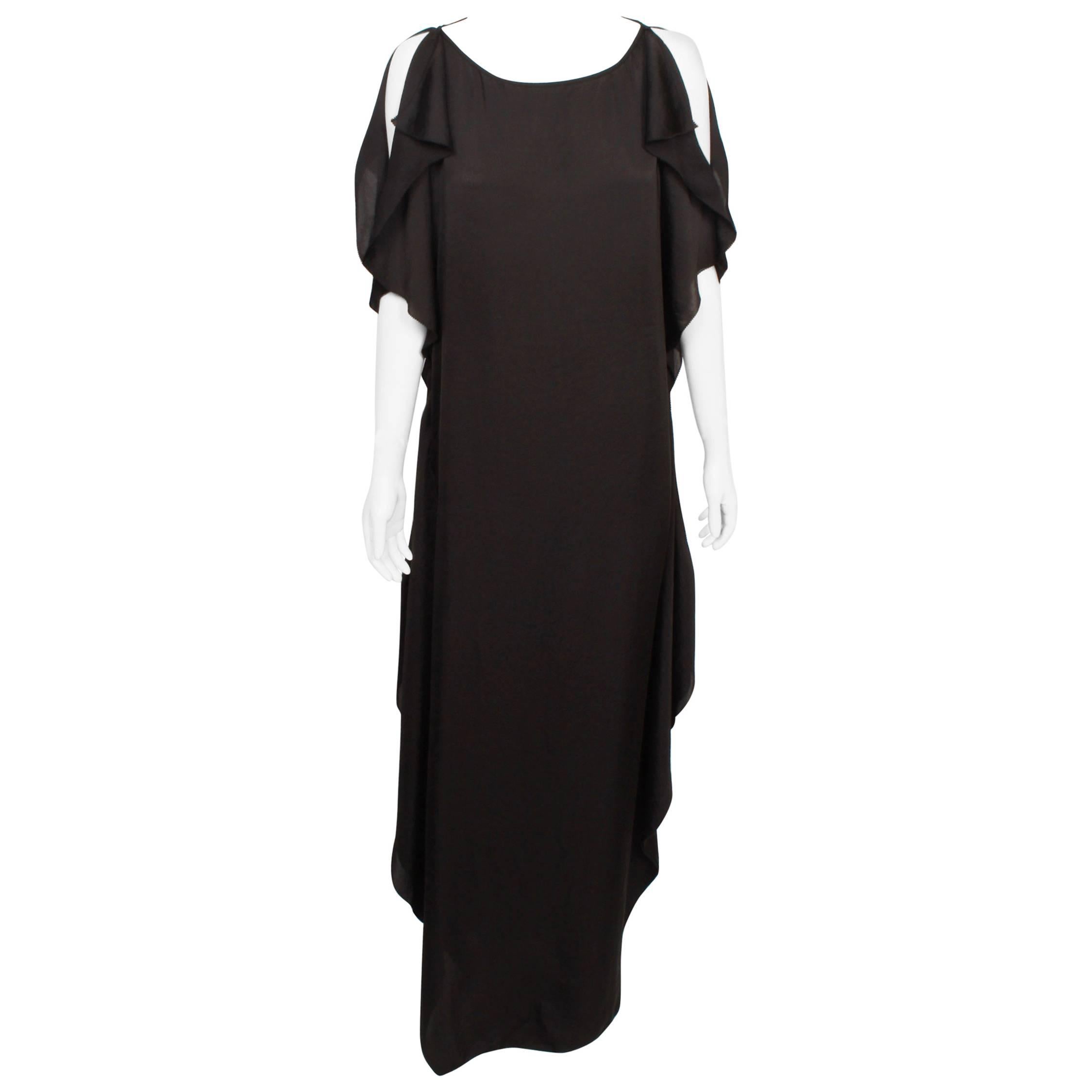Max Azria Black Silk Backless Caftan Dress