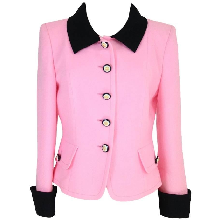 NWT Mario Borsato Couture vintage wool boucle jacket women’s size 44 pink 1980s For Sale