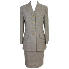 Brioni Romina Vintage women’s brown wool skirt suit made in italy, 1980s