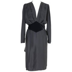 NWT Mario Borsato vintage evening silk black plisse dress women’s V-neck 1980s