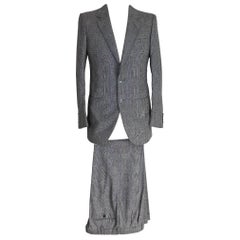 Brioni vintage prince of wales men’s slim fit gray suit, made in italy