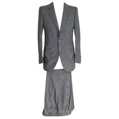 Brioni Vintage prince of wales men’s slim fit gray suit, made in italy 