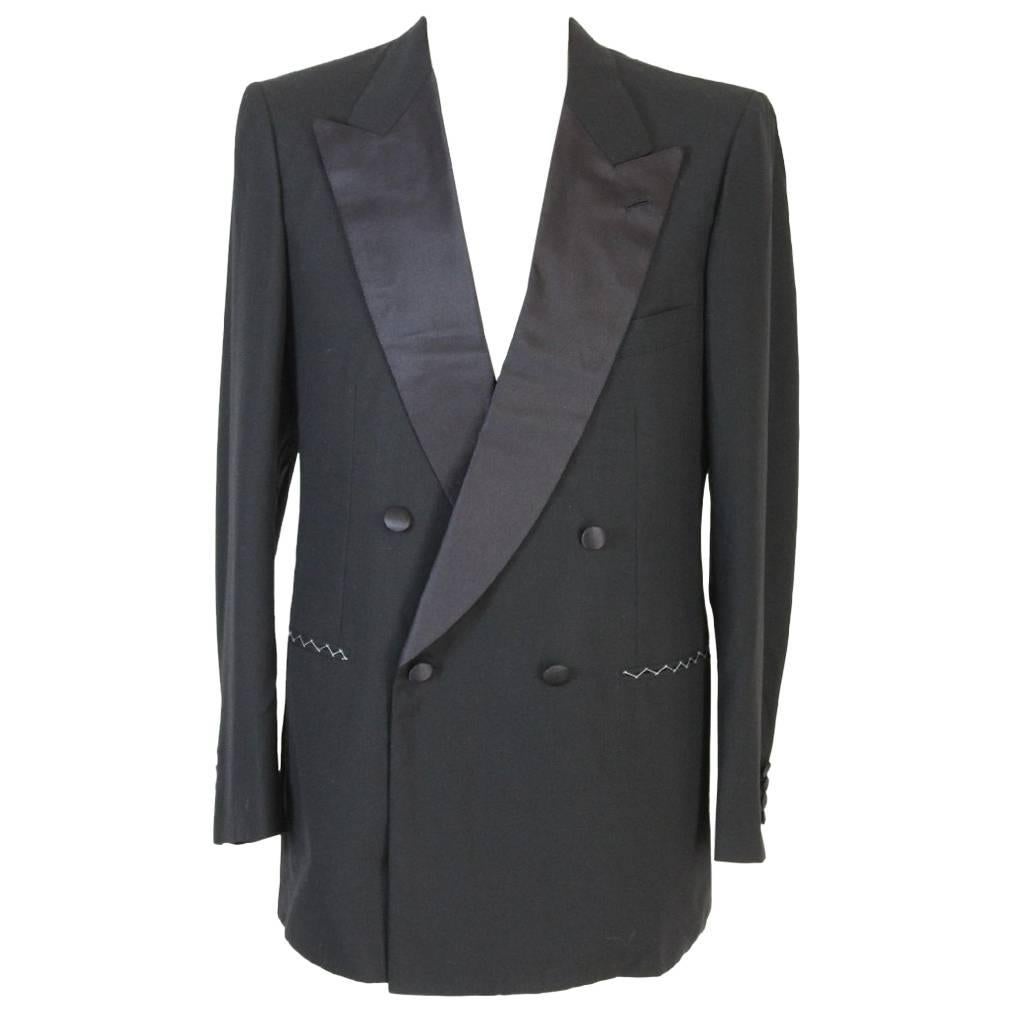 Brioni vintage men’s black wool and Satin Double-breasted smoking jacket  