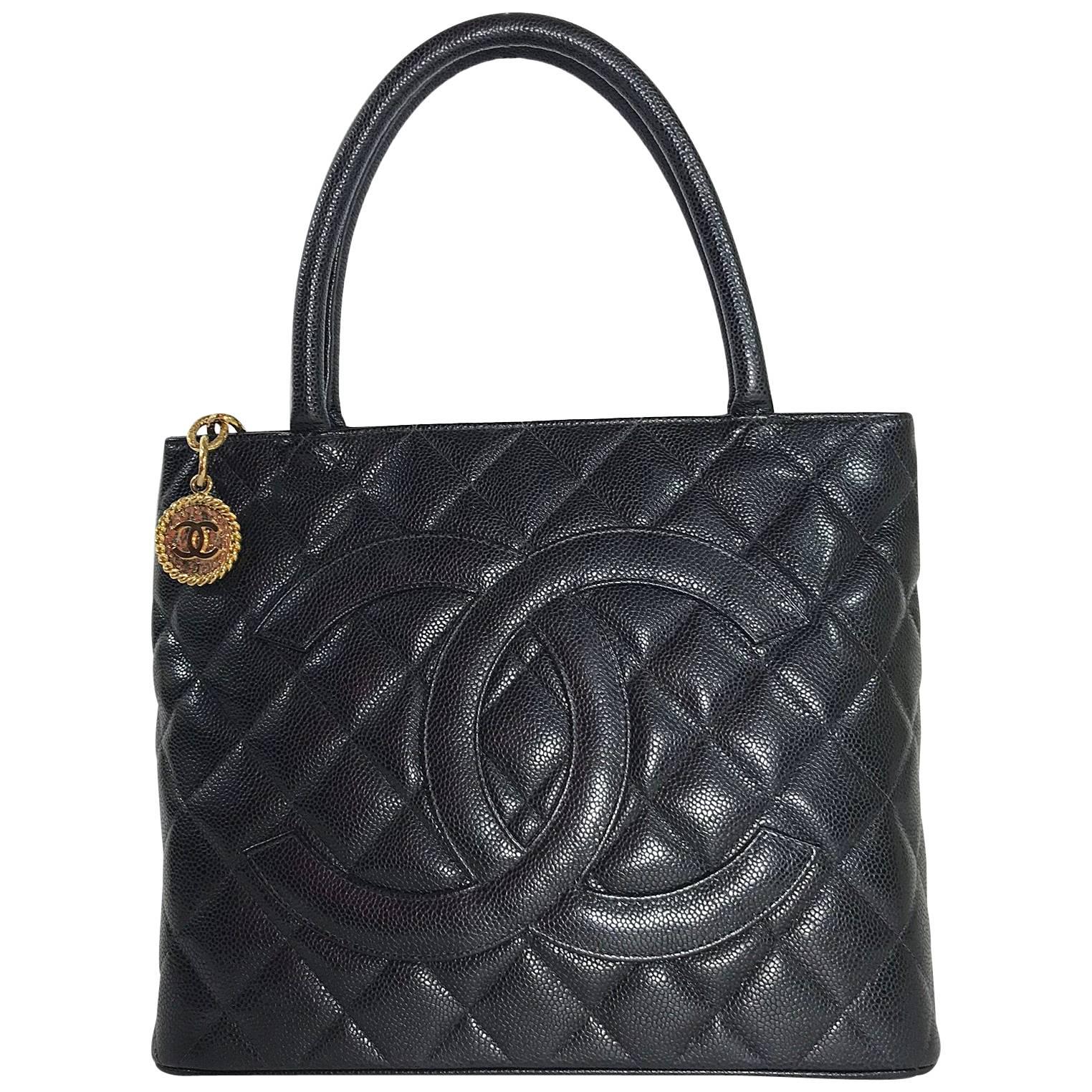 Chanel Caviar Leather Medallion with Gold Hardware in Black Shoulder Bag
