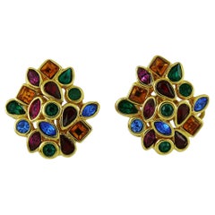 Yves Saint Laurent YSL Vintage Tutti Frutti Crystal Clip-On Earrings