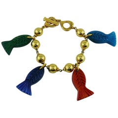 Yves Saint Laurent YSL Vintage Sea Life Charm Bracelet