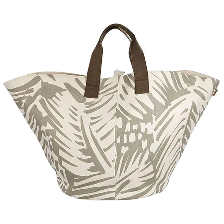 Hermes Tan and White Sac de Plage Cabas Tote Bag For Sale at 1stDibs | tote bag  plage, hermes sac cabas, sac cabas hermes