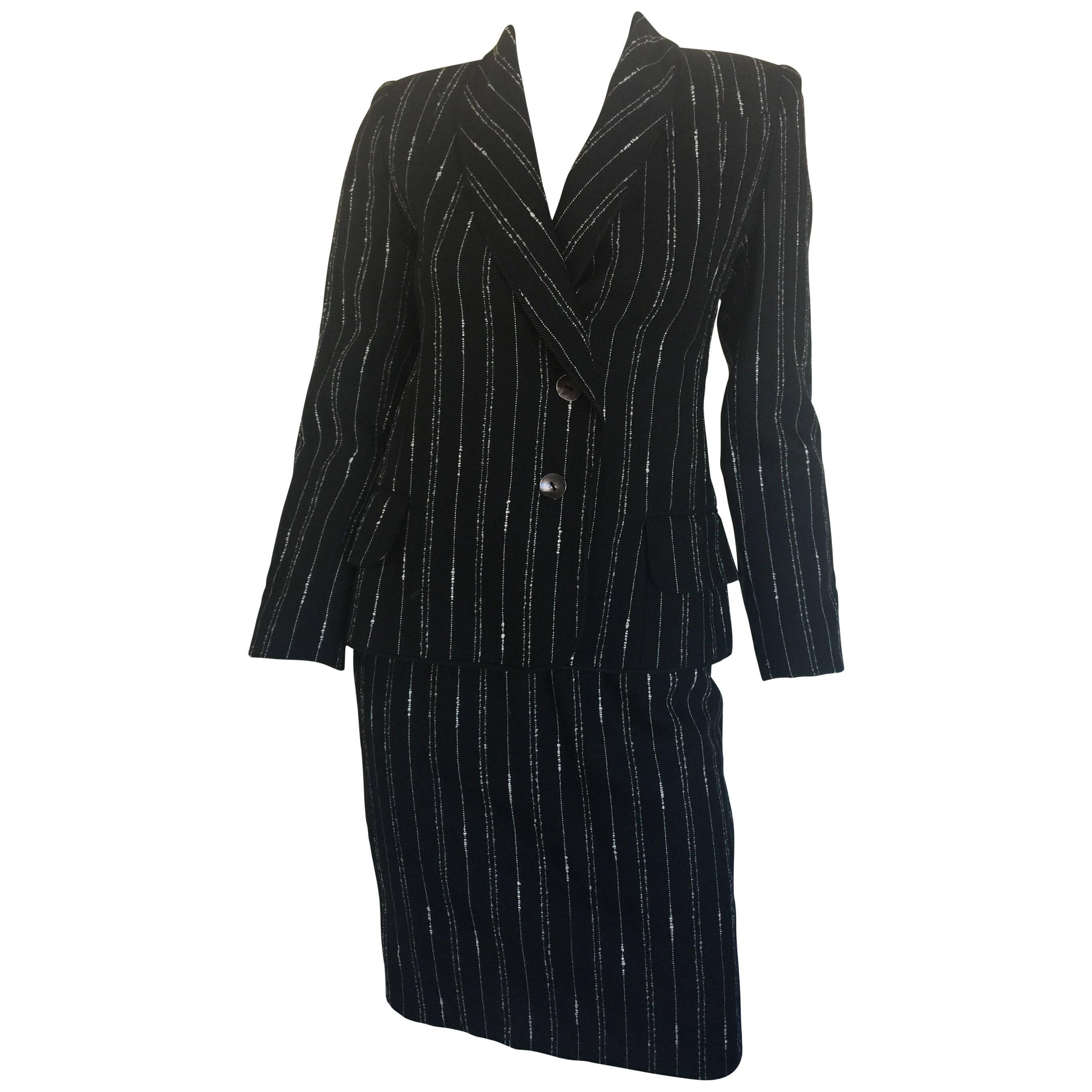 Givenchy black and white pinstripe skirt suit For Sale