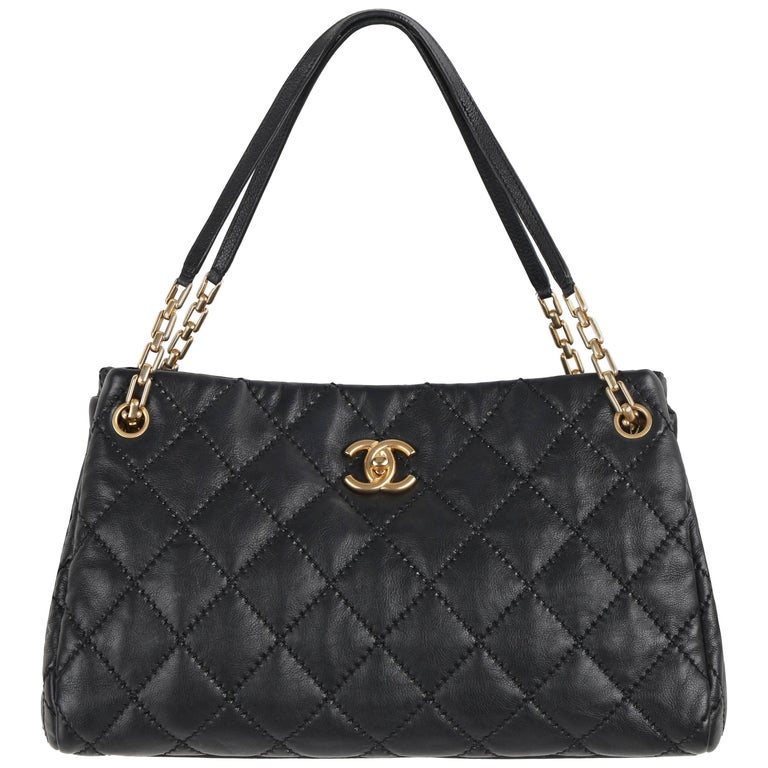 CHANEL S/S 2011 Black Quilted Leather CC Turnlock "Retro Chain" Tote