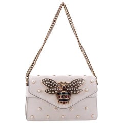 Gucci Broadway Pearly Bee Shoulder Bag Embellished Mini Leather