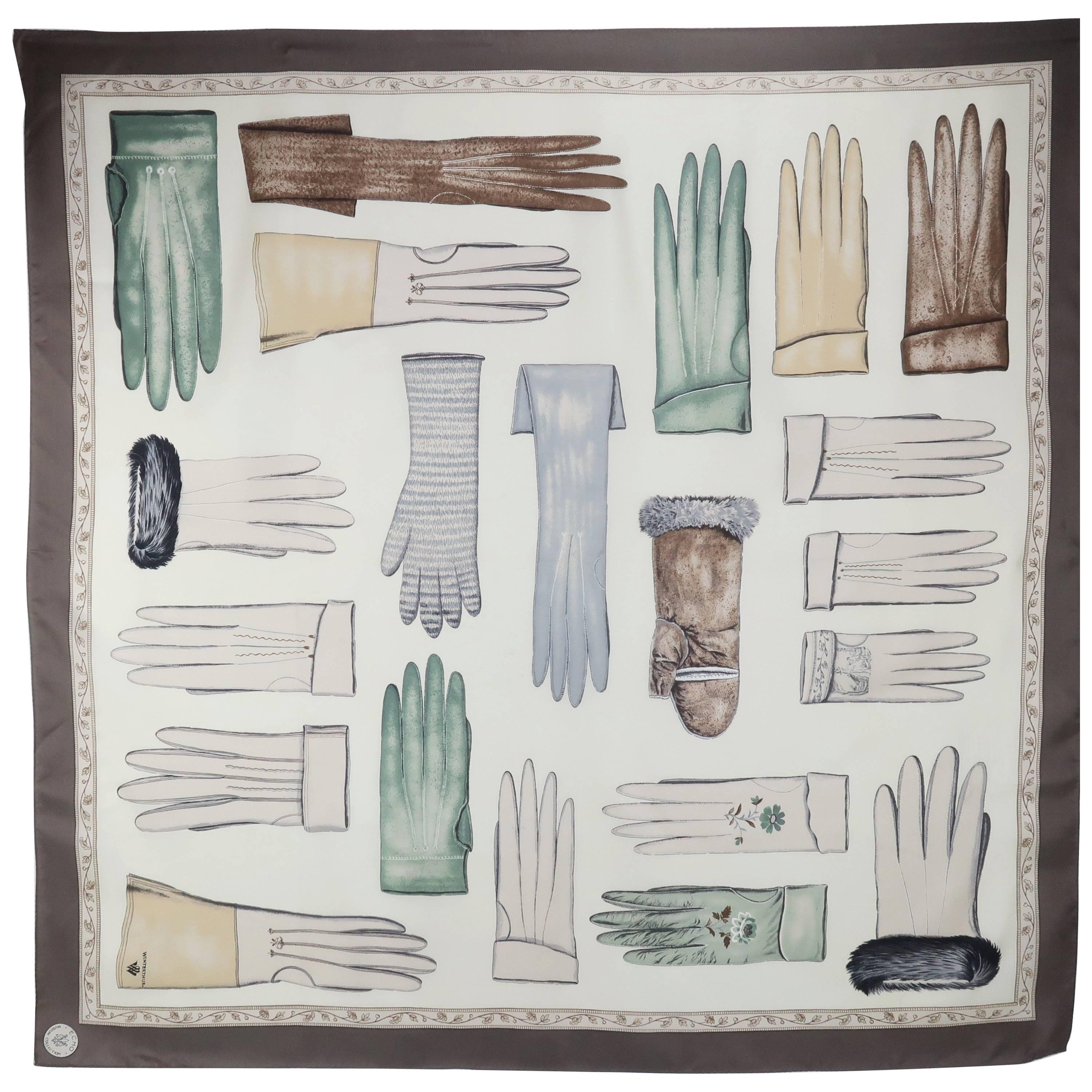 Echo Museum Collection Silk Scarf With Trompe L’Oeil Gloves
