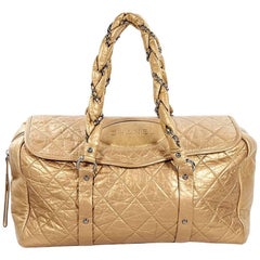 Metallic Gold Chanel Lady Braid Quilted Bag