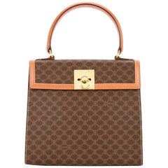 Celine Monogram Cognac Evening Top Handle Satchel Kelly Style Flap Bag