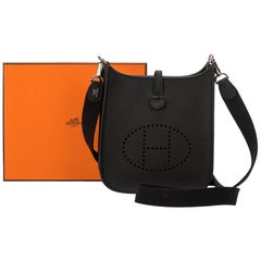 New in Box Hermes Black Mini Evelyne Crossbody Bag