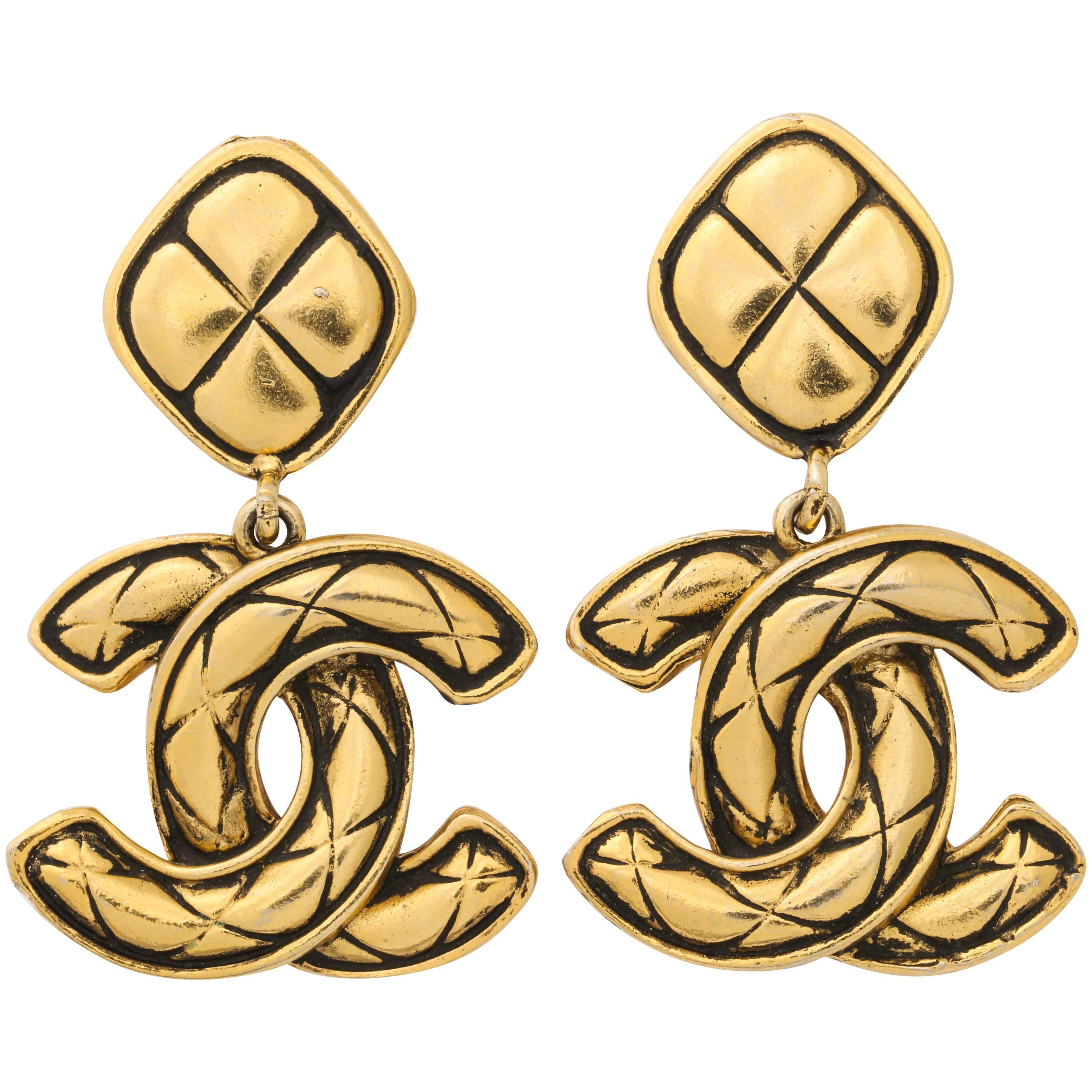 Chanel Clip Earrings with Double C logo