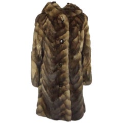 Zandra Rhodes Sable Neck Hooded Swing Coat - M 