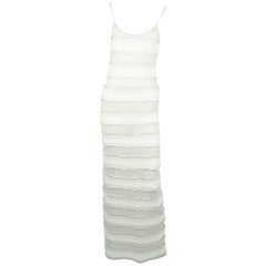 Chanel Grey and White Knit Paneled Maxi Dress - 40 - 09C