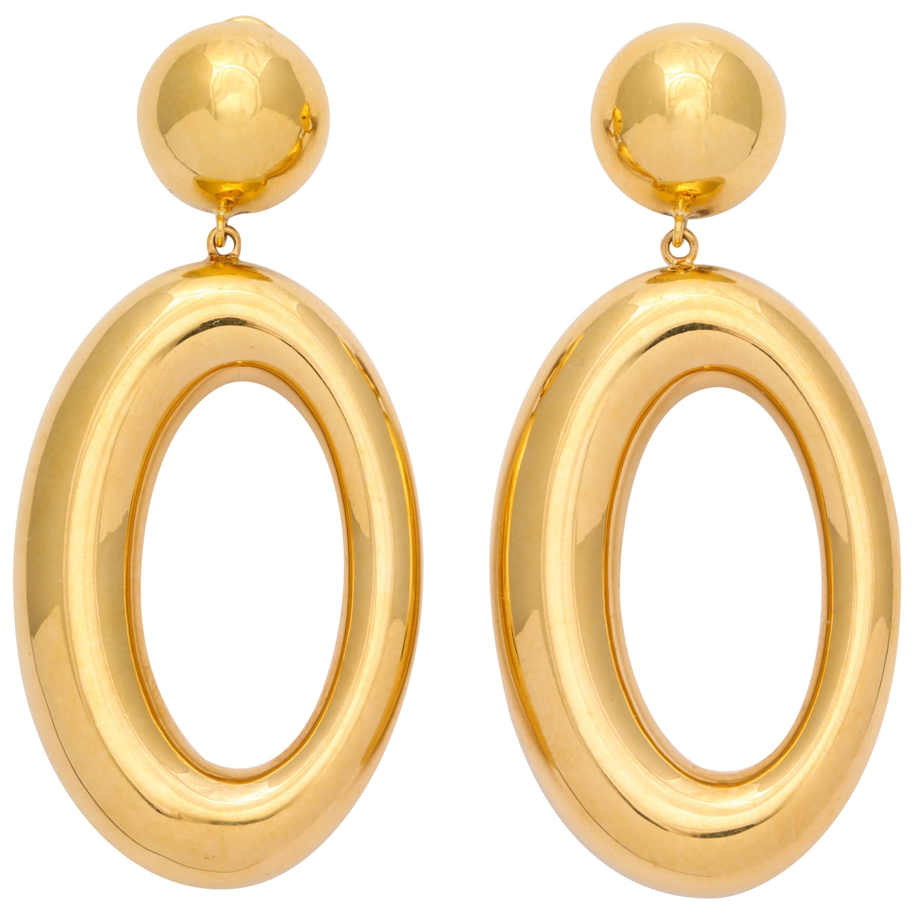 Italian Gold Earrings with Asymmetric Hoops  