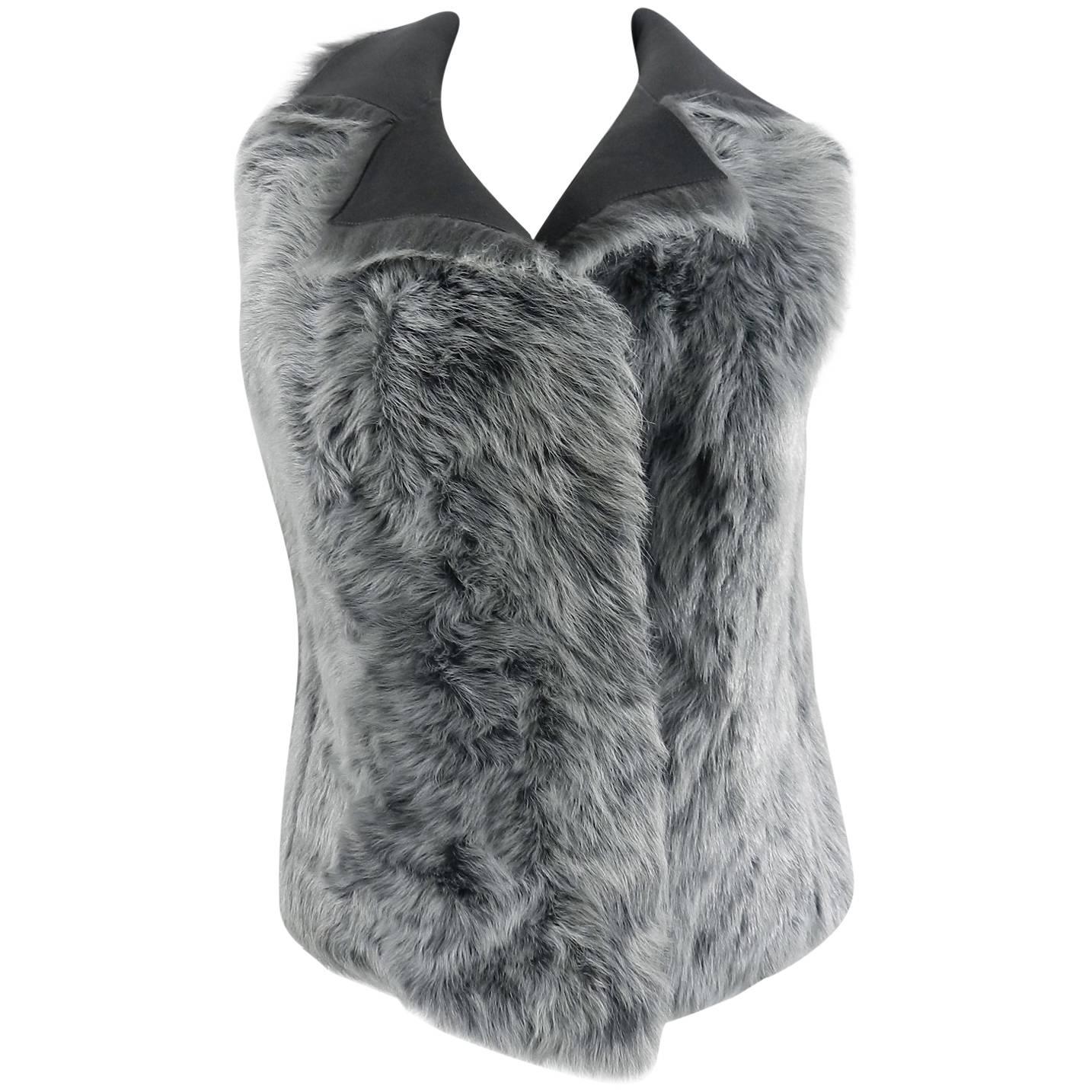 Akris Punto Grey Reversible Lambskin Shearling Fur Vest For Sale